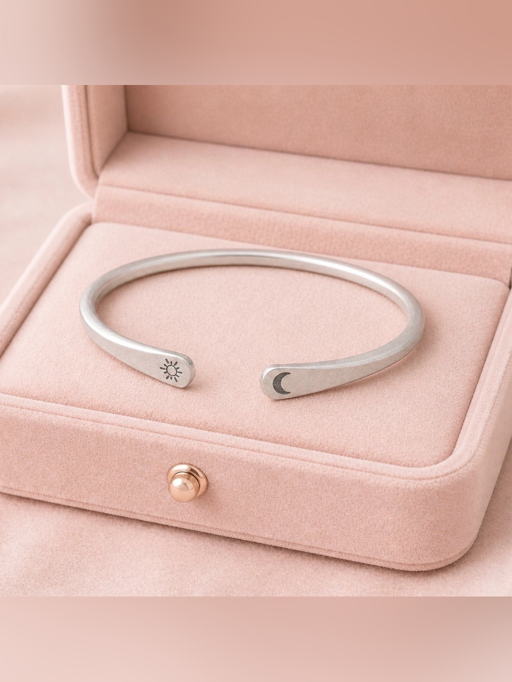 Sterling silver sun and moon cuff open bangle bracelet